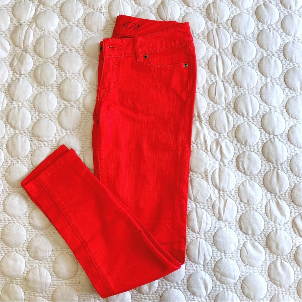 The Limited red skinny jeans